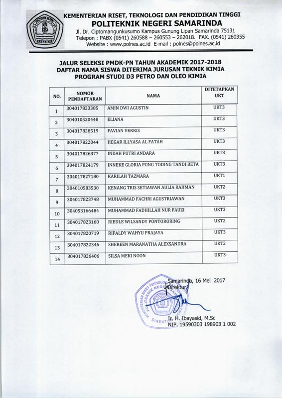 D3 Teknik Kimia - Petro  Oleo Kimia