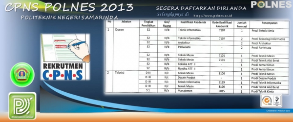 PENERIMAAN CPNS POLITEKNIK NEGERI SAMARINDA (POLNES) 2013