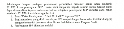 Info Penting &quot;Pembayaran SPP Semester Ganjil 2017-2018&quot;