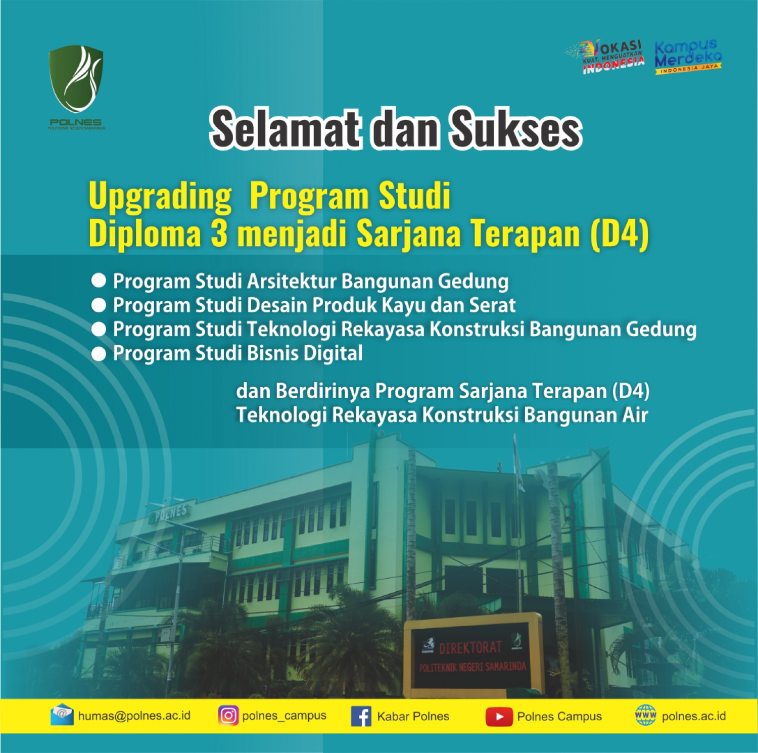 Selamat dan Sukses Upgrading  Program Studi Diploma 3 menjadi Sarjana Terapan (D4)