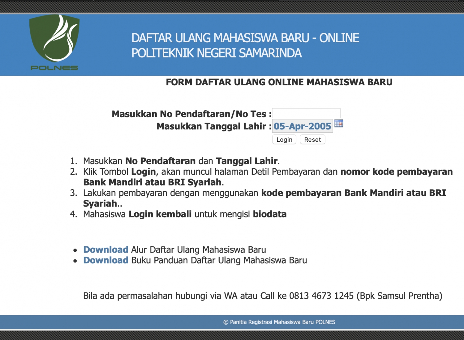 Pengumuman Alur dan Petunjuk / Tata Cara Daftar Ulang CaMaba POLNES Jalur Penerimaan SNMPN 2020