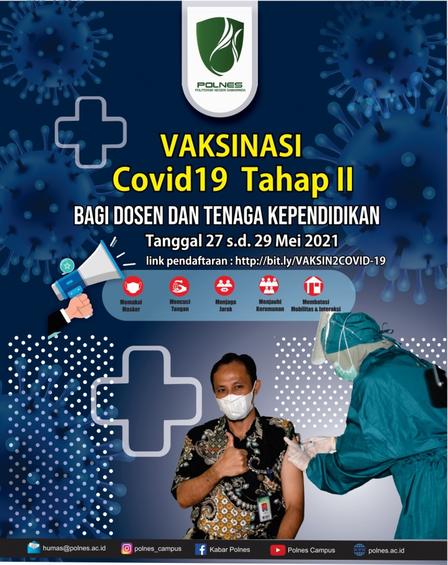 Vaksinasi Covid-19 Tahap II Bagi Dosen dan Tenaga Kependidikan POLNES