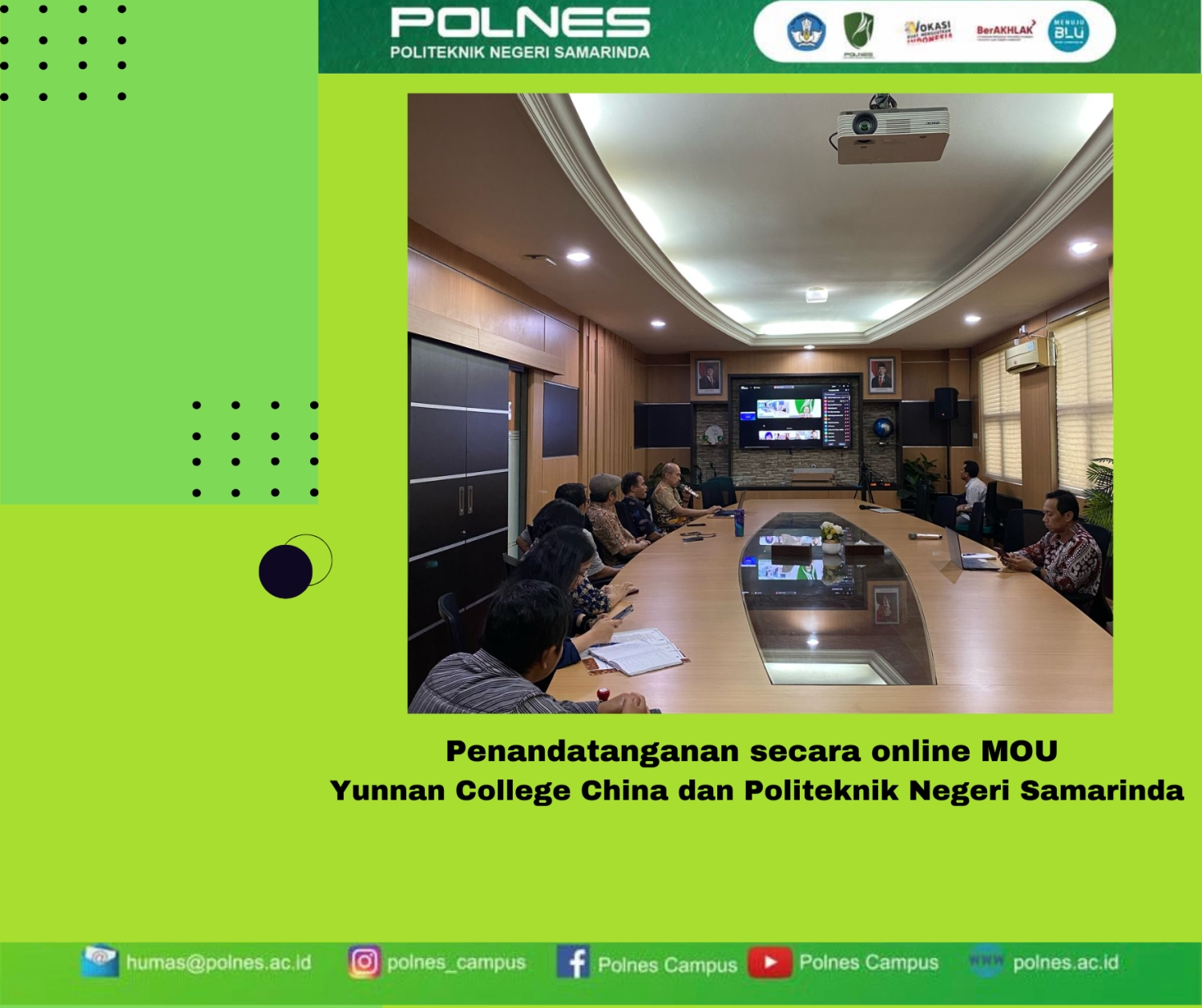 Penandatanganan Secara Online MOU Yunnan College China dan Politeknik Negeri Samarinda