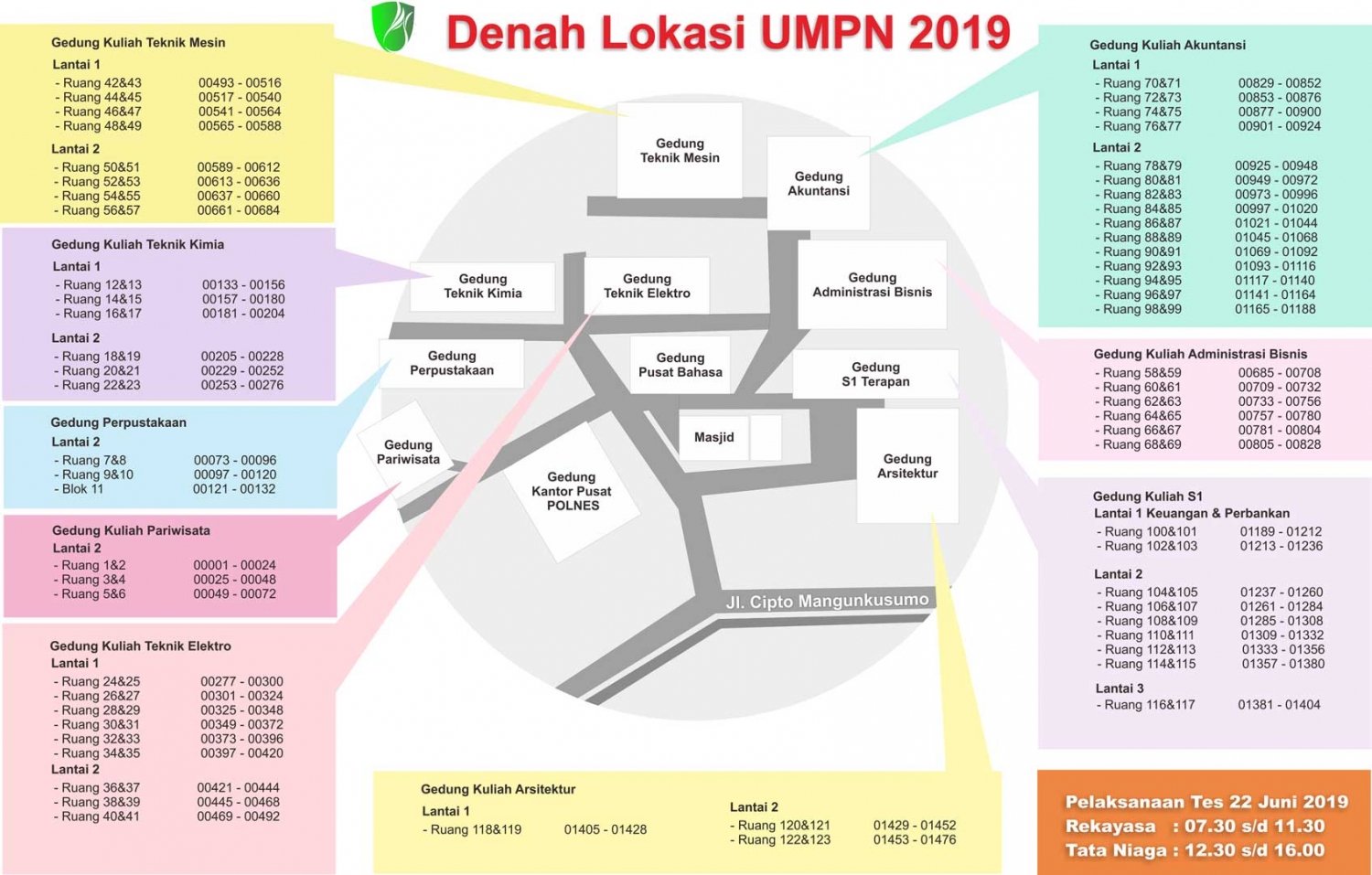 INFORMASI DENAH DAN TATIB PESERTA UJIAN TES TULIS UMPN 2019